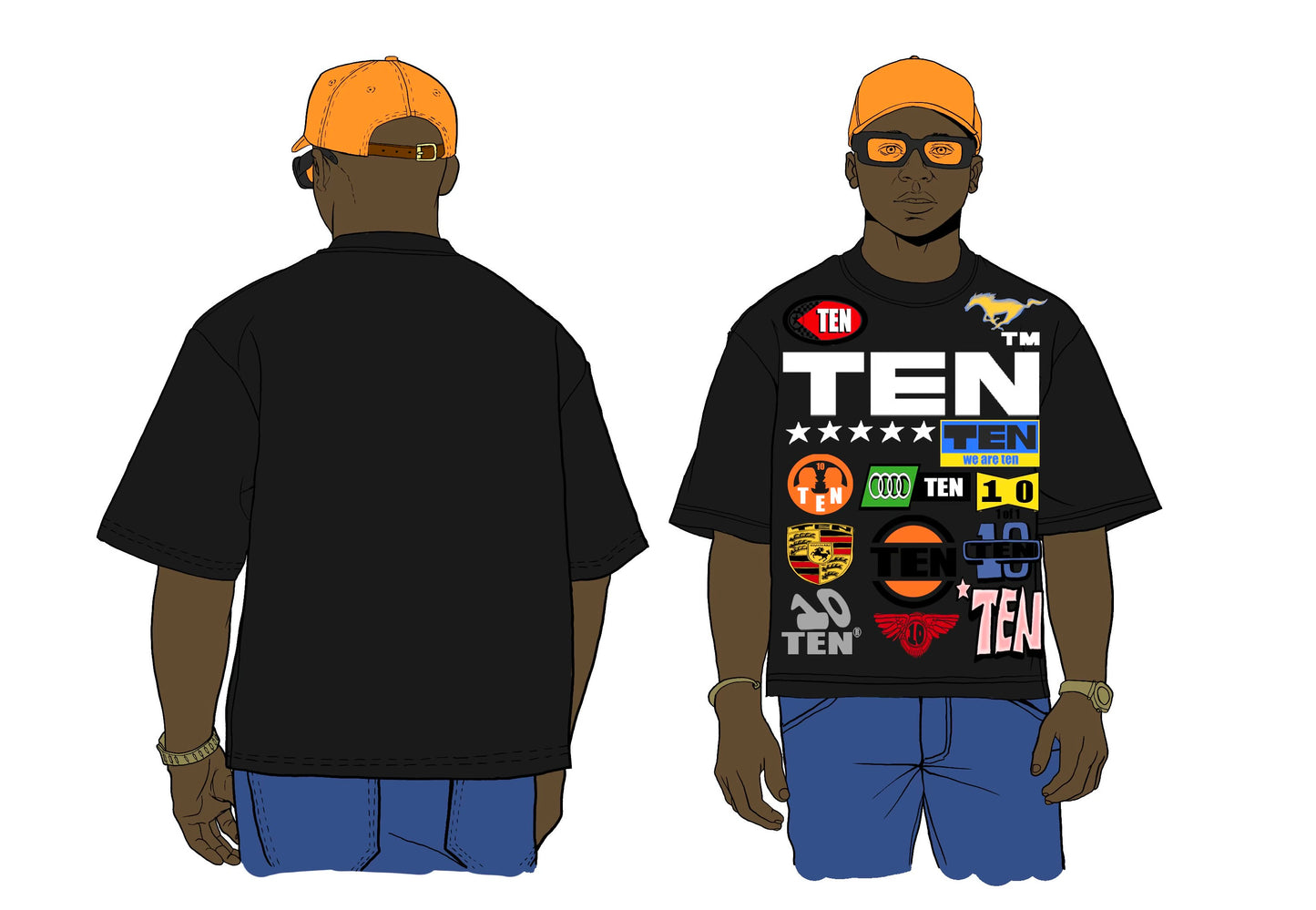 Black OVERSIZED TEN TEE